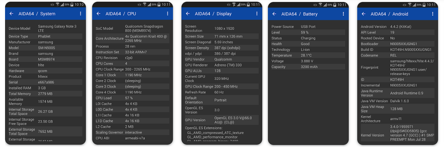 Приложение AIDA64 из Google Play
