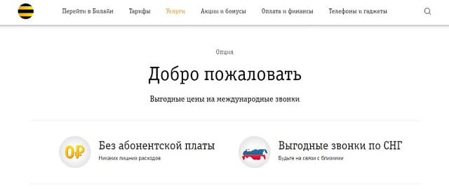 Услуга Билайн 