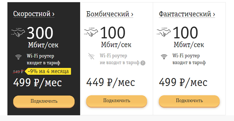 Тарифы Билайн на домашний интернет
