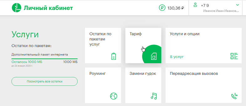 Как в личном кабинете мегафон поменять тарифный план