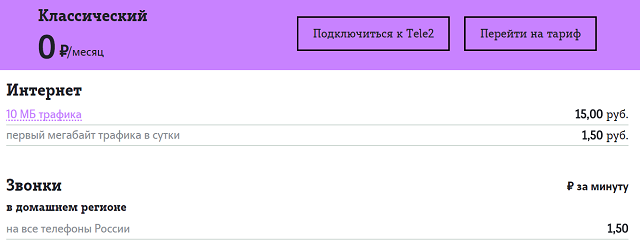 Теле2 телефон тариф классический