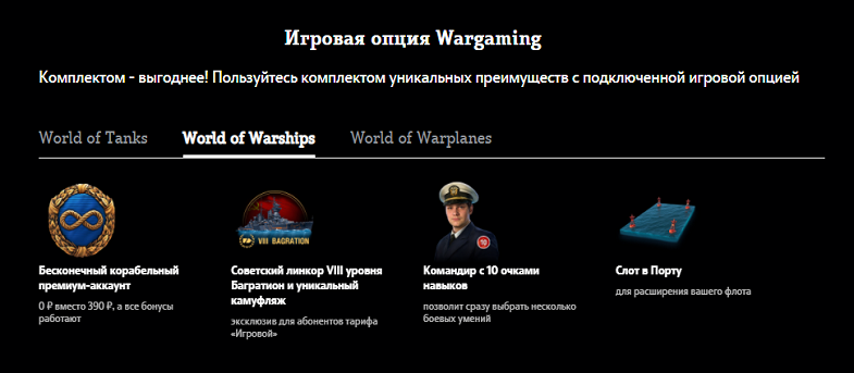 Игровая опция Wargaming на "Игровом" тарифе Теле2