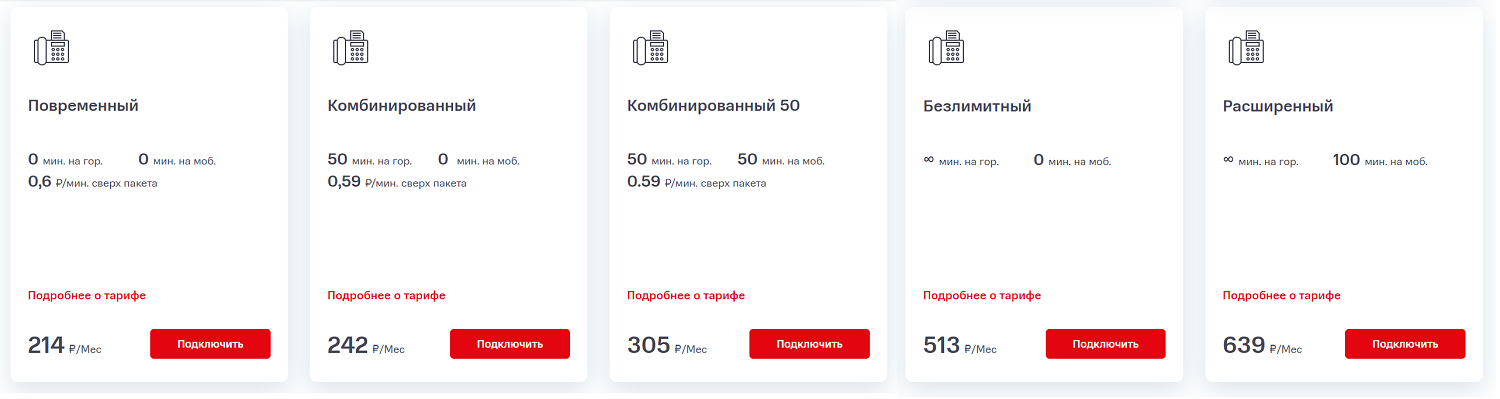 Тарифы МГТС на домашний телефон