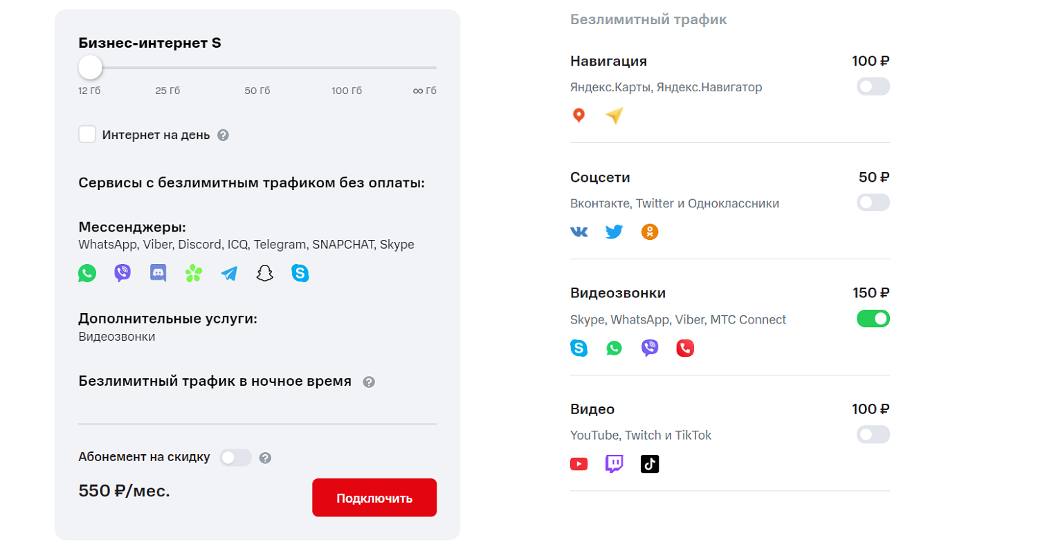 Корпоративный интернет-тариф МТС "Бизнес Коннект"