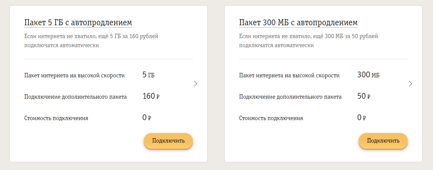 Дополнительный интернет от билайн с автопродлением