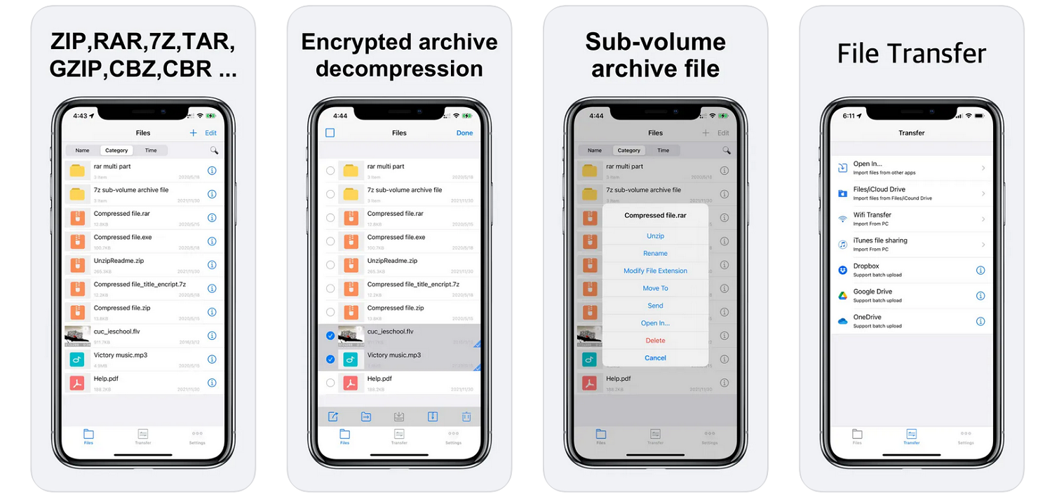 Приложение архиватор Unzip для iPhone<br>
