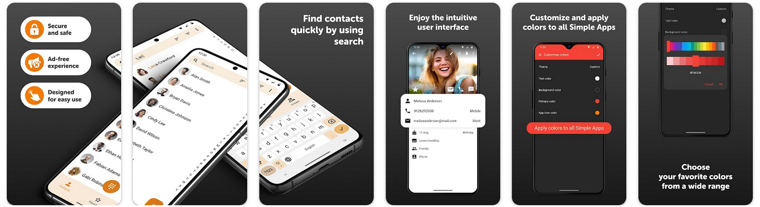 Приложение Simple contacts для хранения контактов на Android<br>