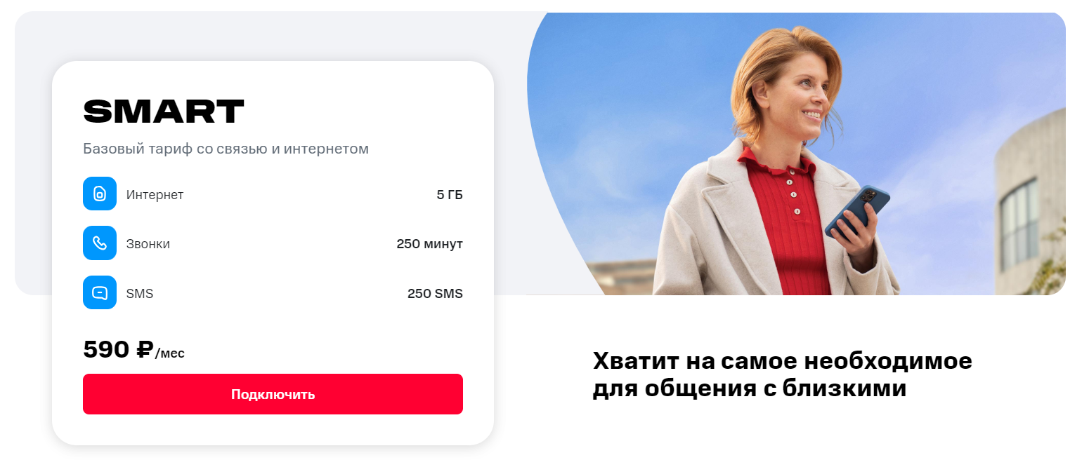 Базовый пакетный тариф для смартфонов МТС "Smart"