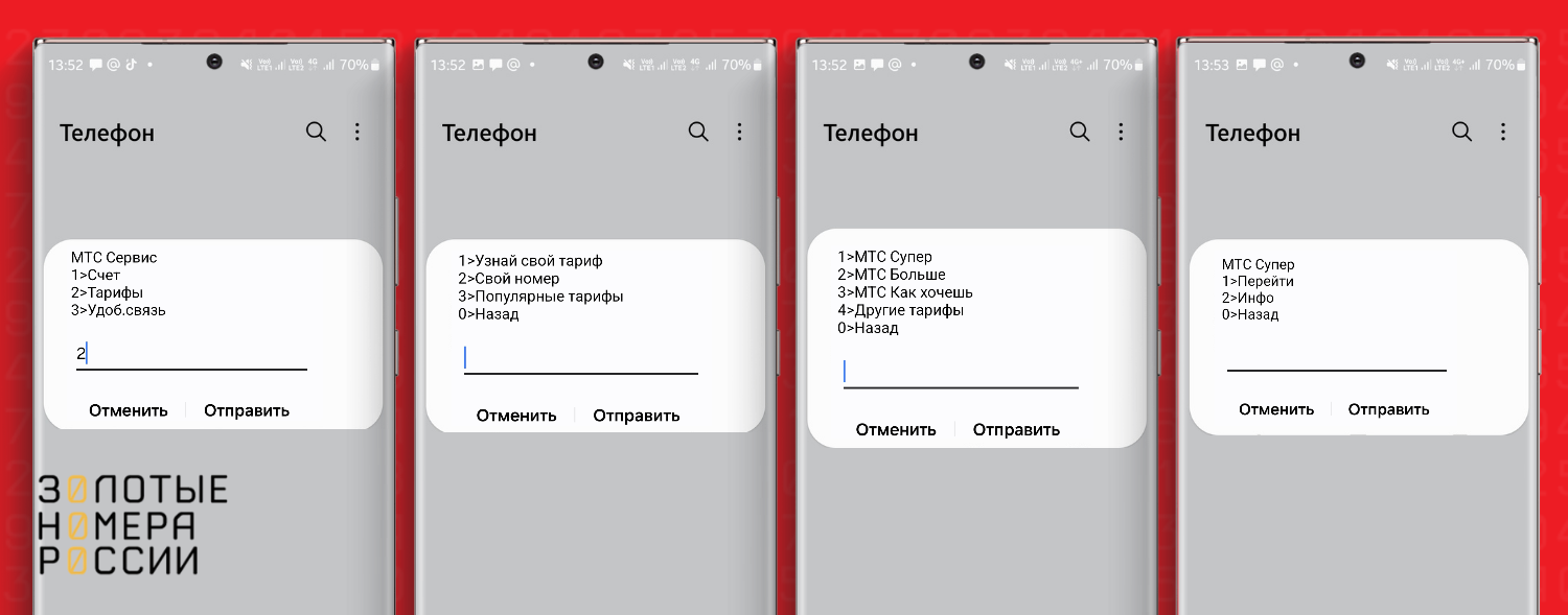 Управление тарифом на МТС через USSD-команду