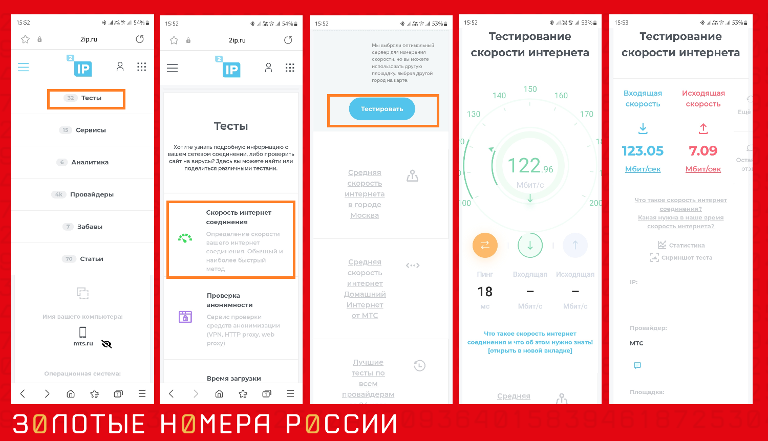 Проверка скорости интернета МТС на сайте 2ip