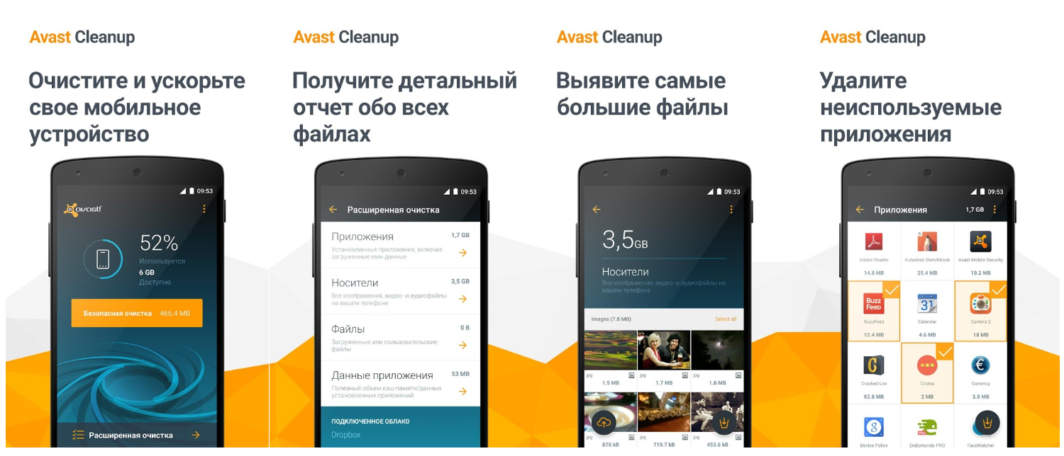 Приложение для очистки смартфона Avast Cleanup