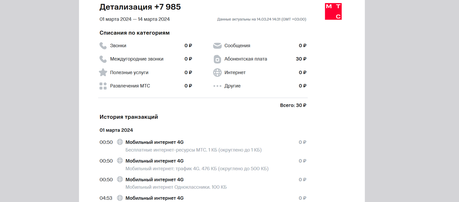 Как разобраться в детализации МТС