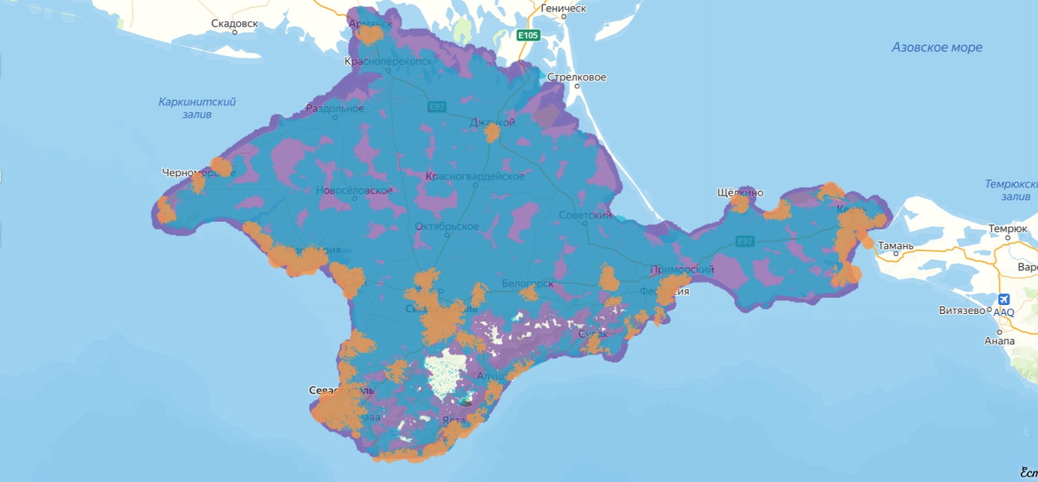 Покрытие сотовой связи в Крыму<br>