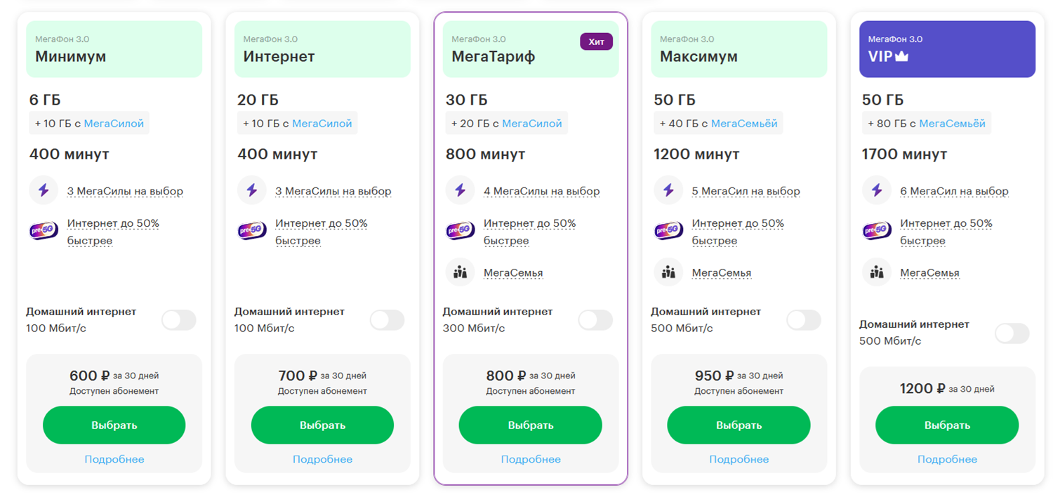 Тарифы МегаФон для смартфона<br>