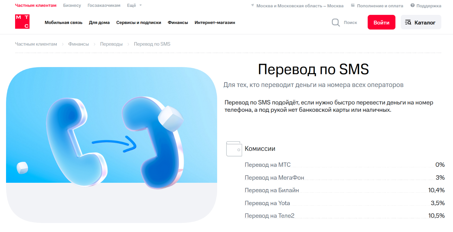 Переводы с баланса МТС через SMS<br>