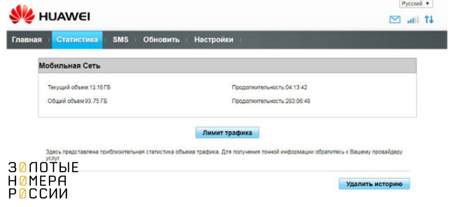 Статистика использования USB модема Huawei