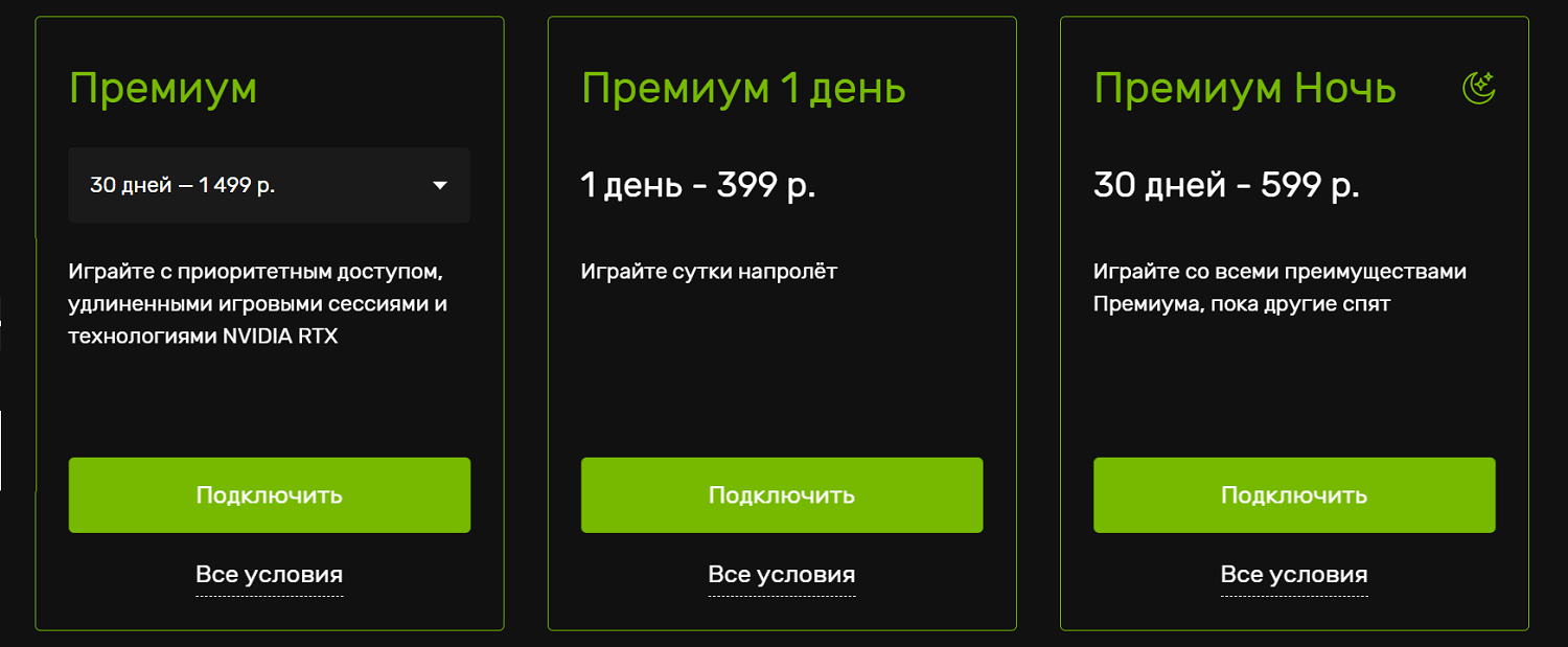 Премиум подписки на платформе&nbsp;GeForce NOW