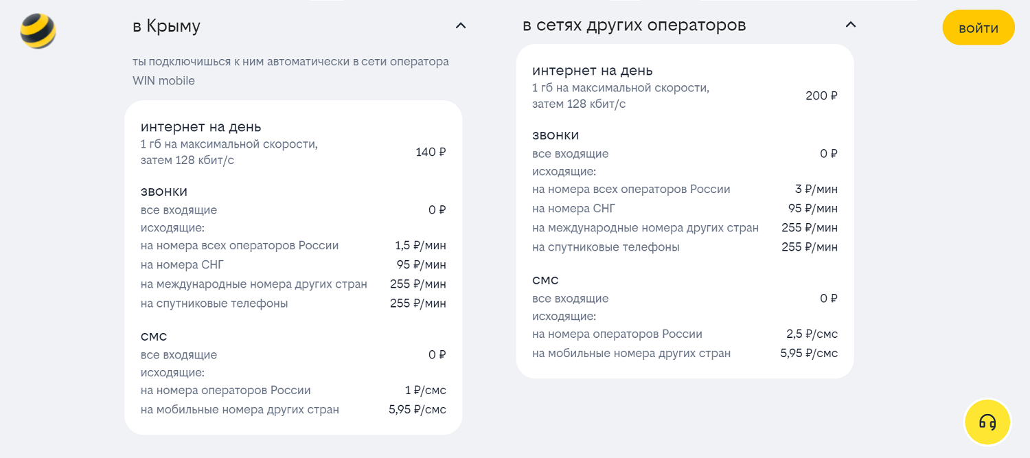 Сколько стоит связь билайн в сетях других операторов