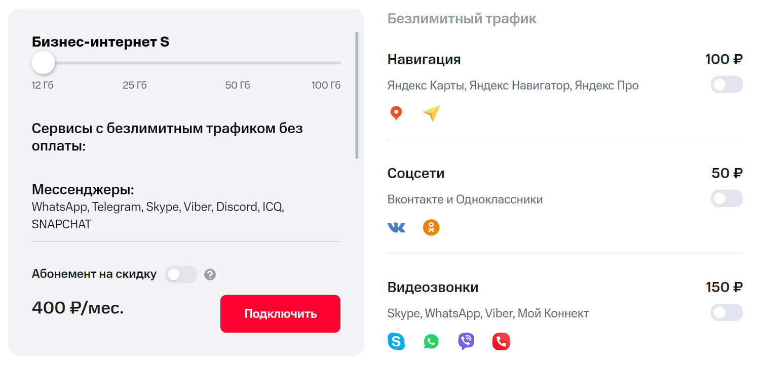 Корпоративный интернет тариф от МТС "Бизнес Коннект"<br>