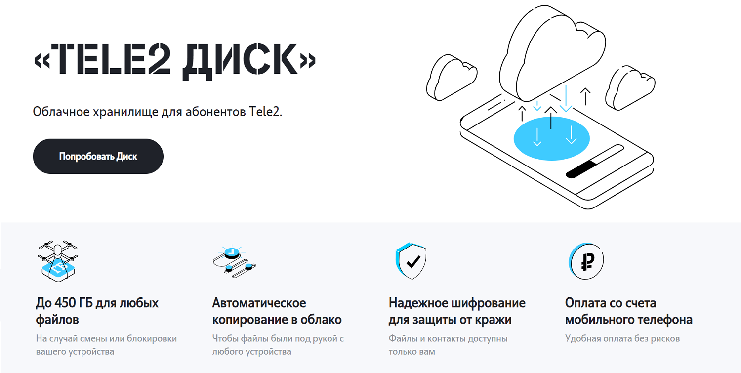 Облачное хранилище "Tele2 Диск"