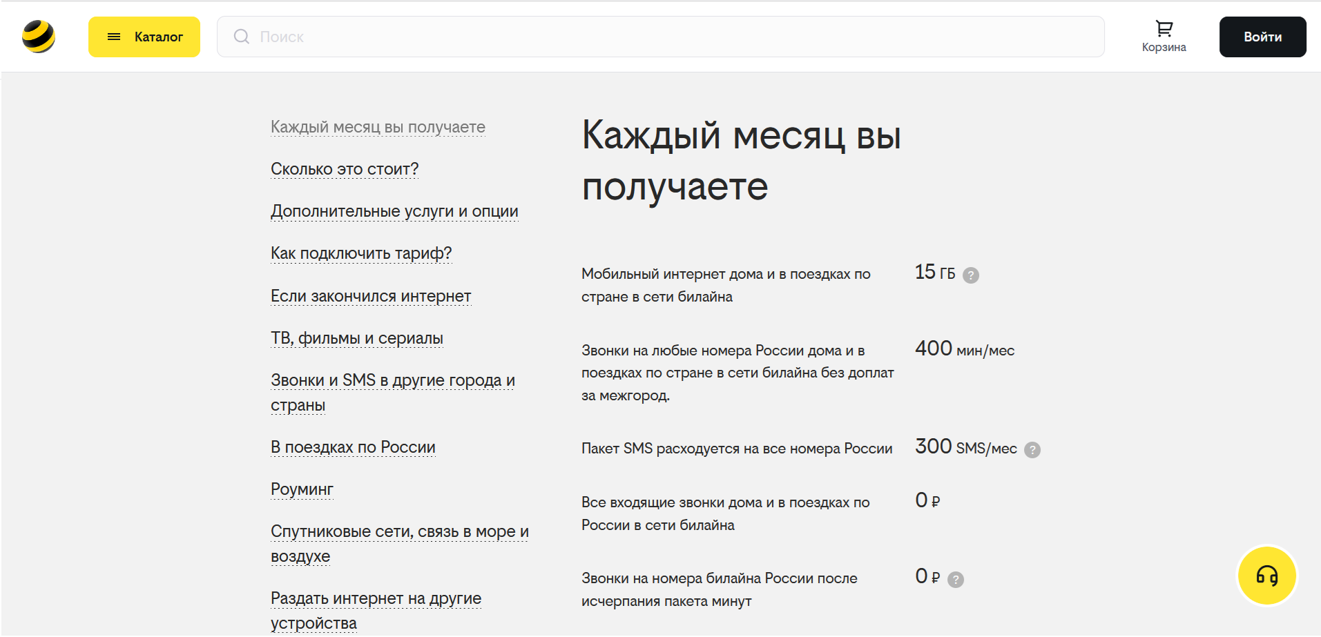 Что входит в тариф билайн "СуперСИТИ"<br>