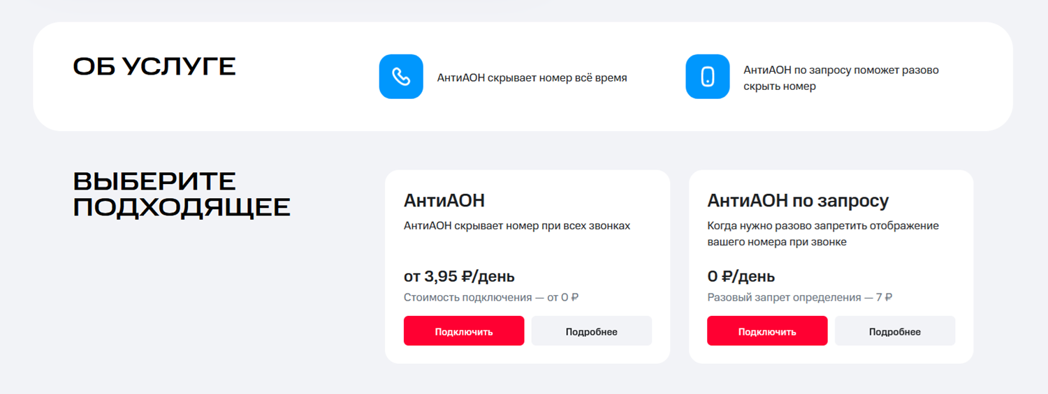 Услуга МТС "АнтиАОН по запросу"