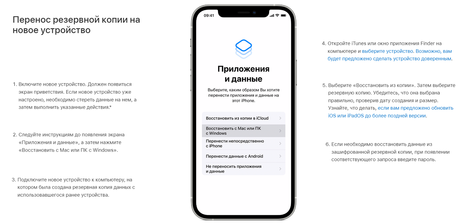 Перенос данных через iTunes