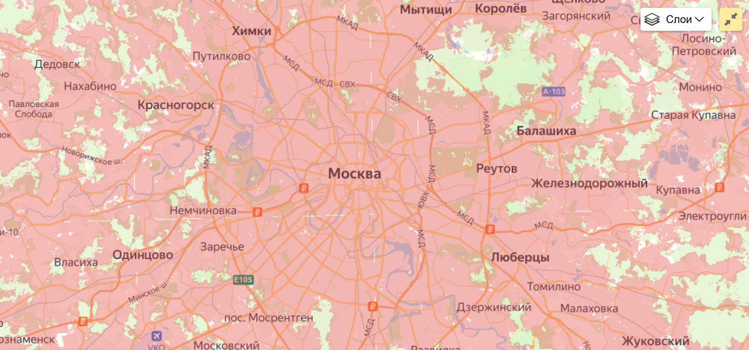 Карта покрытия МТС в Москве