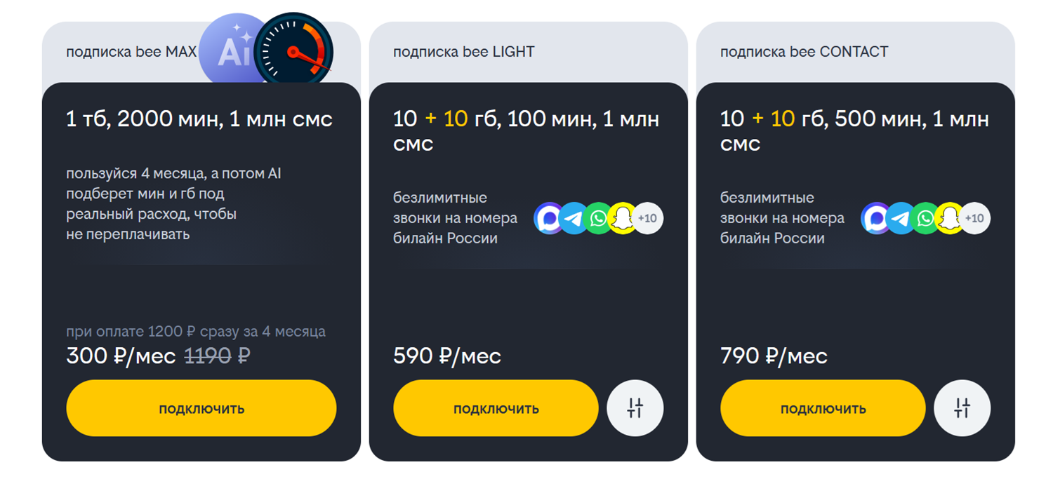 Тарифы для смартфона от билайн