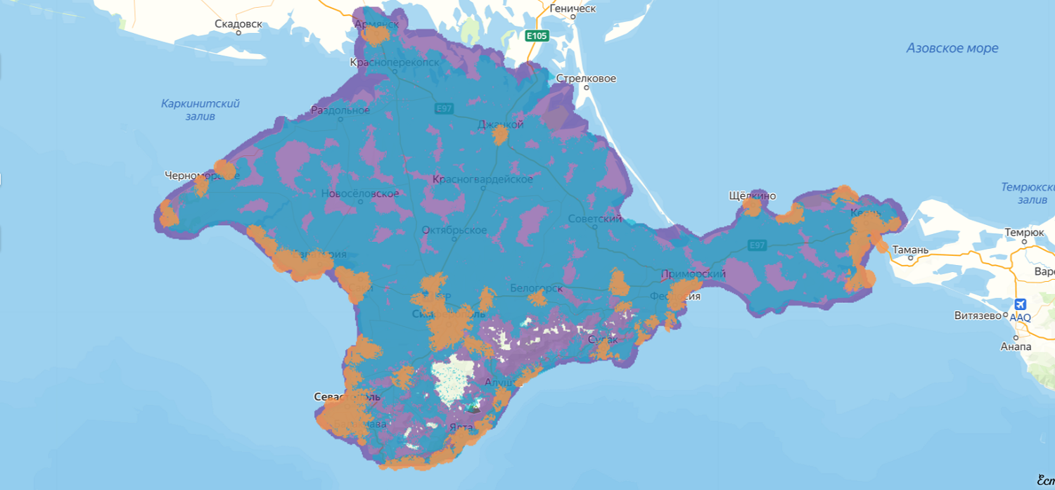 Покрытие мобильной связи в Крыму