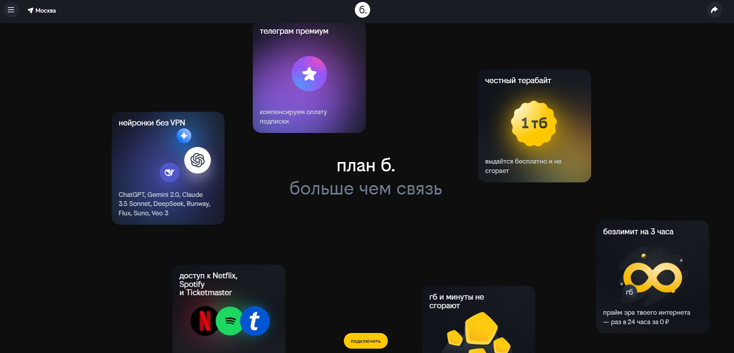 Новый тариф билайн "План б."